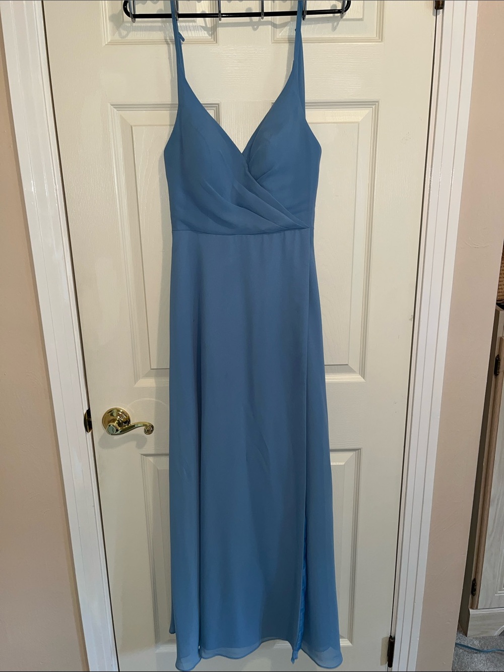 Azazie Dusty Blue Spaghetti-Strap Maxi Dress